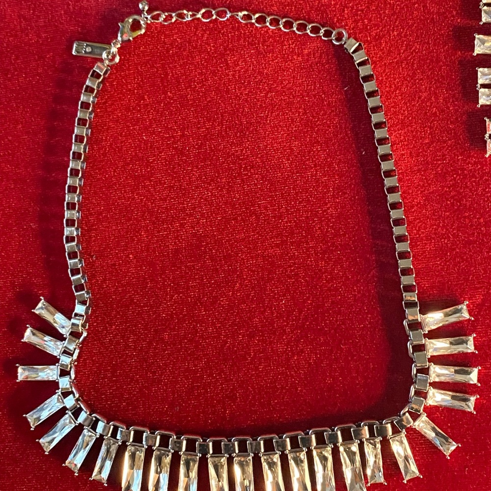 Rectangular Crystal Necklace.Drop Earrings - image 3